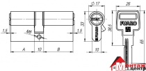 Цилиндровый механизм R600/70 mm (30+10+30) CP хром 5 кл.