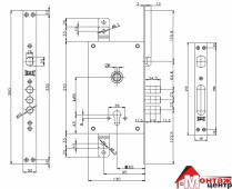 Корпус замка врезного цилиндрового 352/R w/b (никель) с крепл под тяги